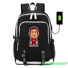 Load image into Gallery viewer, Footballs Player Cartoon Backpacks Multifunction USB Charging Backpack School Bags